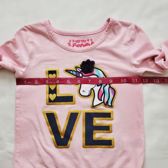 Flapdoodles Kids Girls LOVE And Hearts Unicorn Pink Long Sleeve Shirt Size 4 - Picture 10 of 11